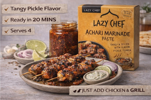 Lazy Chef Achari Marinade Paste – Tangy & Spiced Indian Pickle Marinade (140g)
