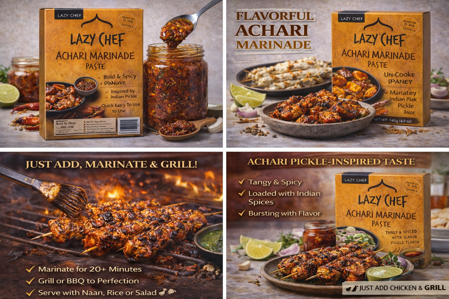 Lazy Chef Achari Marinade Paste – Tangy & Spiced Indian Pickle Marinade (140g)