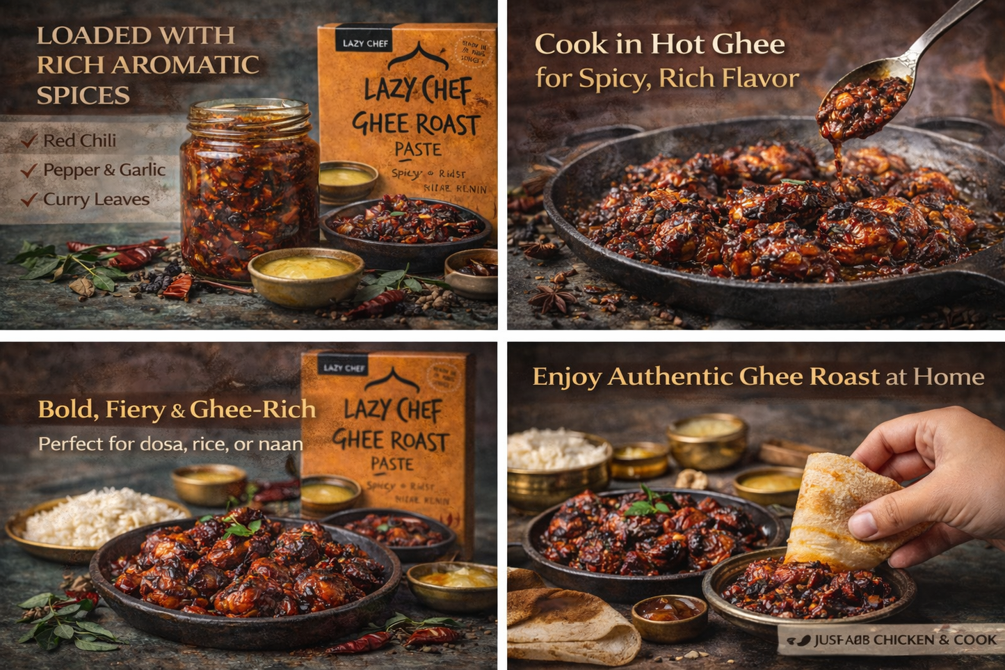 Lazy Chef Ghee Roast Paste – Spicy, Rich & Authentic South Indian Marinade (140g)
