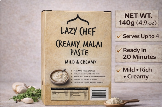 Lazy Chef Creamy Malai Paste – Mild, Rich & Creamy Indian Marinade (140g)
